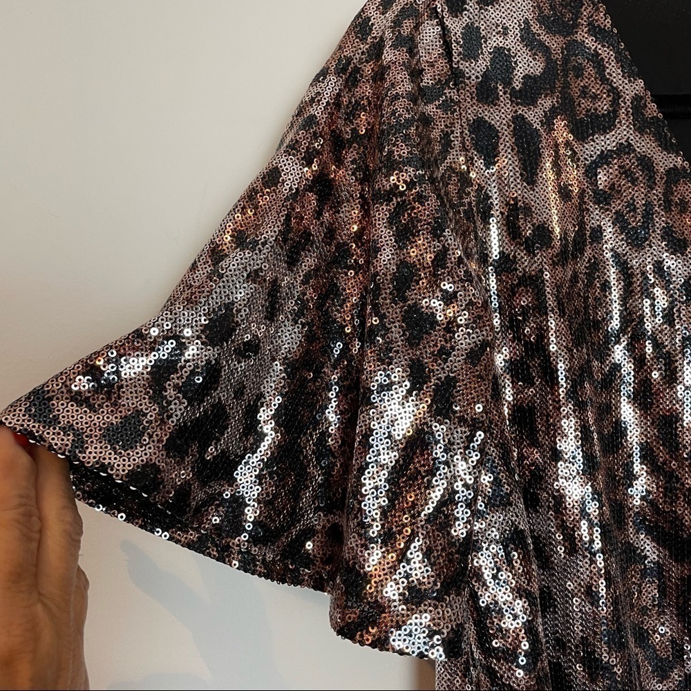 Zara Trf Sequins Animal Print V Neck Babydoll Tunic Dress w/Short Flutte… - Picture 5 of 11